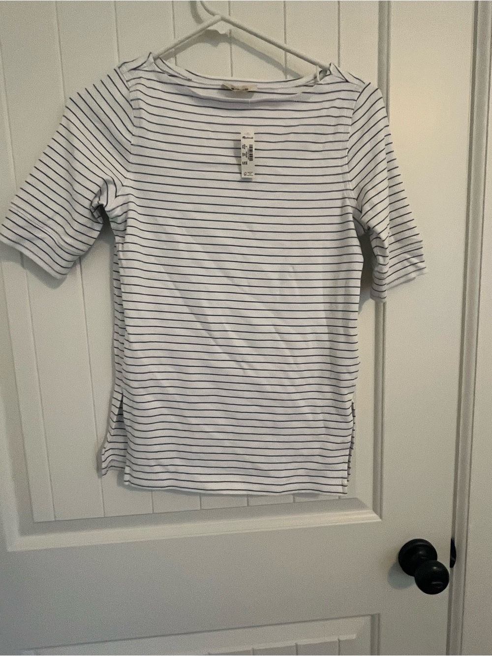 Madewell White Short-Sleeve Tee with Black Stripes